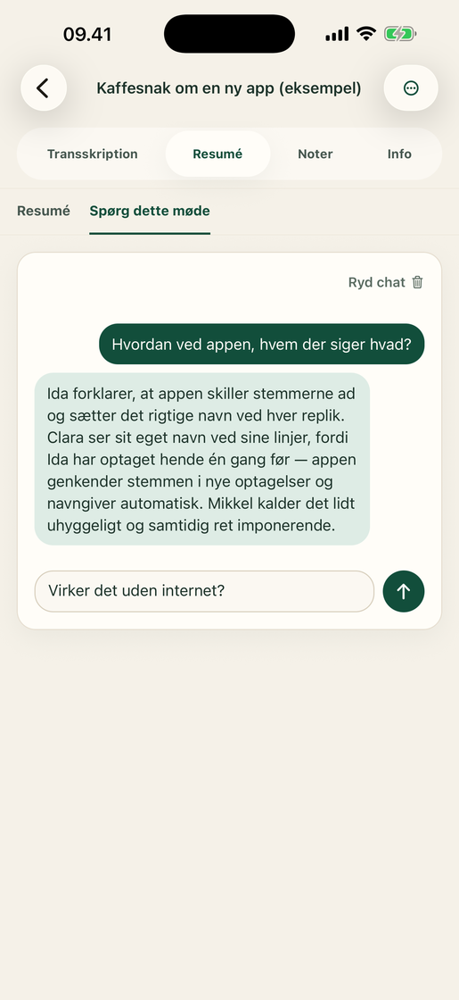 Vocatim: Chat med optagelsen