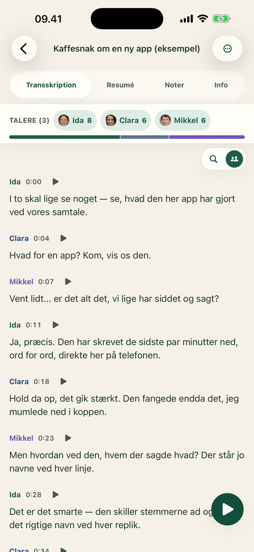 Vocatim: Transskription med talere