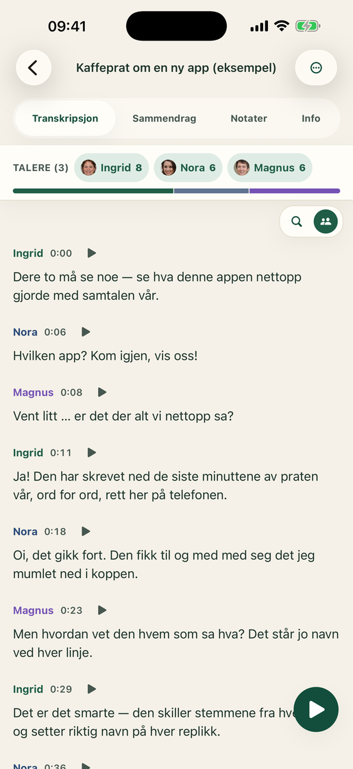 Vocatim: Transkribering med talere