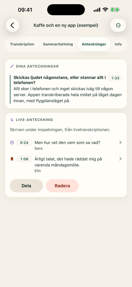 Vocatim: Live-anteckning